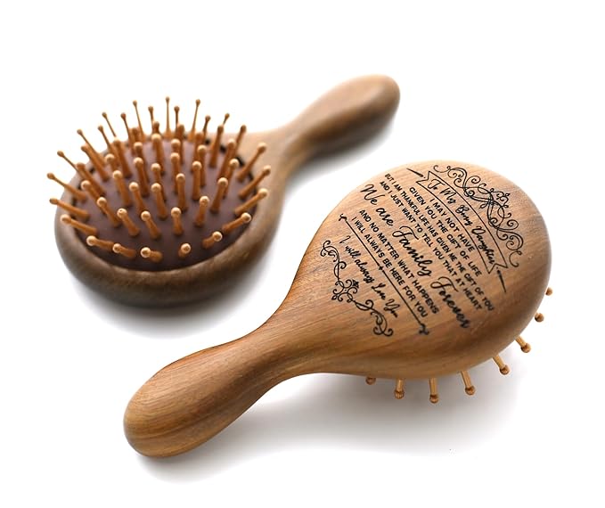TOBOHU Engraved Wooden Hair Brush Gift for Bonus Daughter Birthday from Mom Dad, To My Bonus Daughter Stepdaughter Gifts on Christmas, Graduation, Valentine's