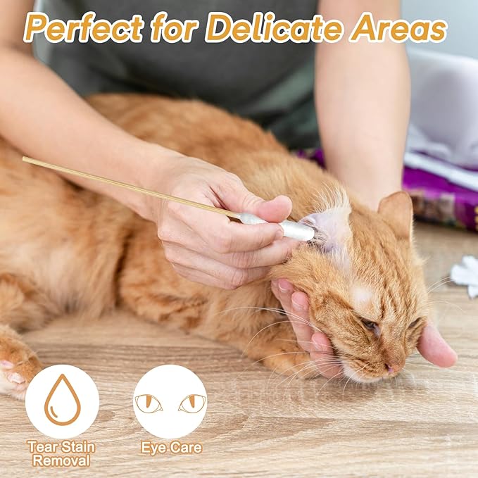200 Pcs Large Cotton Swabs for Pet Care, 6 Inch Long Cotton Swabs with Bamboo Handle, Professional Dog Ear Swabs, Absorbency Big Cotton Tips, Pet Cleaning Solution Supplies
