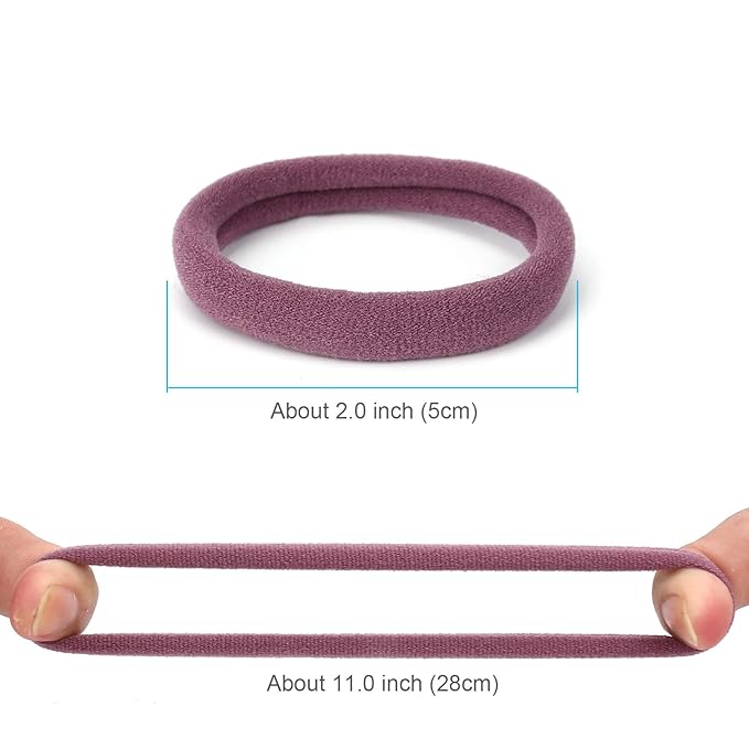 50PCS Large Hair Ties, Thick Cotton Seamless Hair Ties, Hair Elastic Ponytail Holders, No Damage for Thick Heavy Hair, 2 Inch in Diameter, 5 Colors