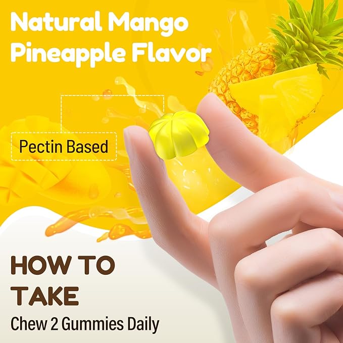 Saw Palmetto for Women - DHT Blocker Hair Growth Supplement - 500mg Potent Saw Palmetto Gummies for Hair, Skin, Nails, Urinary Wellness - Mango-Pineapple Flavor - 60 Gummies