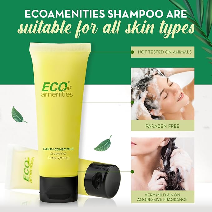 ECO amenities Travel Shampoo Tubes - Hotel Shampoo Supply - TSA-Approved Travel Essentials - 1 fl oz, Pack of 200, Clear Flip-Cap Tubes, Green Fragrance