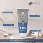 Aloe Up Sport Sunscreen Lotion SPF 50 - Broad Spectrum UVA/UVB Sunscreen Protector for Face and Body - With Hydrating Aloe Vera Gel - Non-Greasy - No White Cast - Reef Safe - Fragrance-Free - 3 Oz
