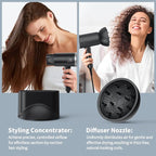 Ionic Hair Dryer with Diffuser, 1800W Blow Dryer for Women & Men, Fast-Drying, Lightweight, Low Noise, Hair Care Styling Tool for Home, Travel, Gifting