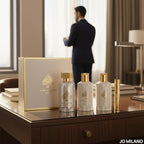 Jo Milano Game Of Spades Opal 4-Piece Gift Set | 3.4 oz Parfum Spray, 6.8 oz Body Cleanser, 6.8 oz Body Cream, 0.27 oz Refillable Atomizer | Long Lasting Fragrance for Men and Women (Unisex)