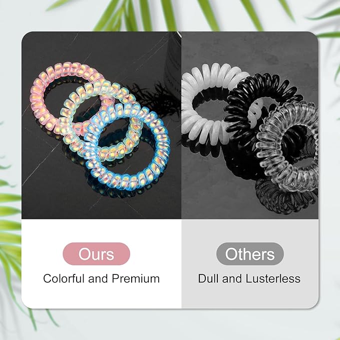 JessLab Spiral Hair Ties for Women, 10-Pack Traceless No-Damage Ponytail Holders, Coils Hair Bands for Girls, Assorted Colors