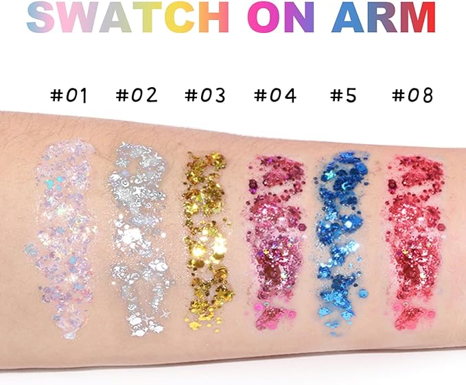 Halloween Body Glitter Stick, Waterproof Halloween Face Glitter Gel, Chunky Glitter Face Paint, Orange Purple Black Sequin Hair Glitter Makeup for Women and Kid (Pink)