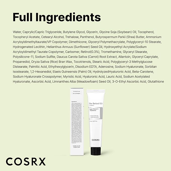 COSRX Retinol 0.3% Cream, 0.67 Oz, Anti-aging Eye & Neck Cream with Retinoid Treatment to Firm Skin, Reduce Wrinkles, Fine Lines, Signs of Aging, Gentle Daily Korean Skin Care, Stocking Stuffers