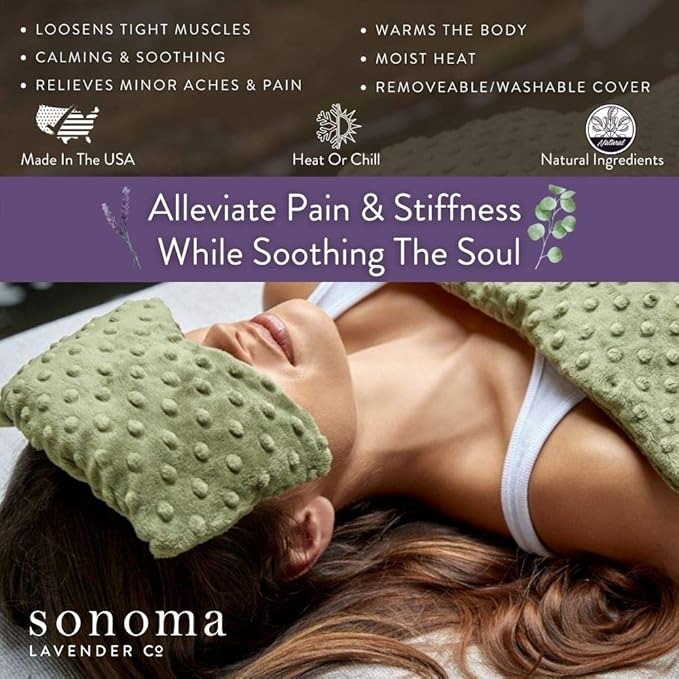 Eucalyptus Spa Mask by Sonoma Lavender, Heatable/Chillable Aromatherapy Eye Pillow with Eucalyptus Flaxseed Insert, Eye Compress with Removable & Washable Cover (Silver Fox, Eucalyptus)