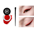 Eyeliner Gel Set,Long Lasting Waterproof High-Intensity Pigments Smudge-Proof Eye liner Makeup With 5.51 IN Long Eyeliner Brush Water-Resistant Creamy Gel 5G-Red