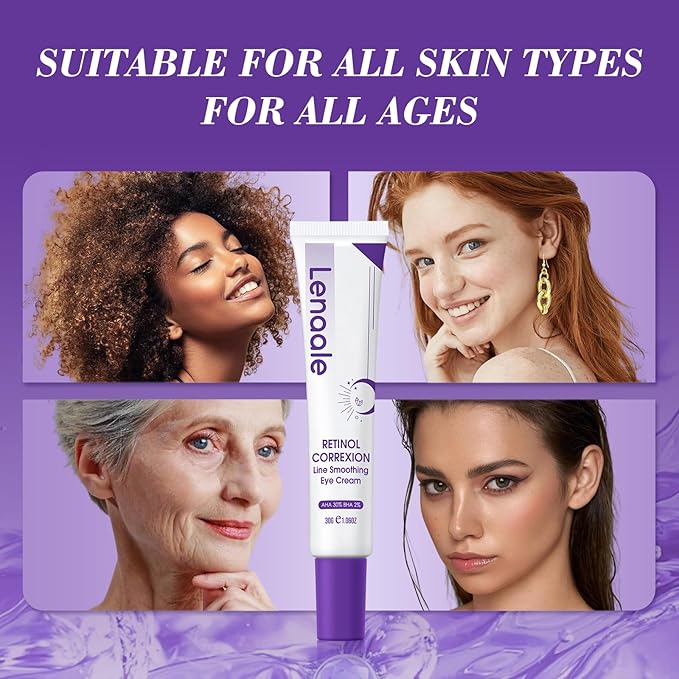 Eye Cream, Retinol Eye Cream for Dark Circles, Puffiness Anti Aging, With Hyaluronic Acid, Peptides, Caffeine Reduces Bags, Smooths Wrinkles & Fine Lines, Dark Circles Under Eye Treatment