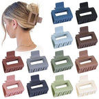 2 Inch Medium Hair Claw Clips 12 Pcs Square Hair Clips for Thin Hair Matte Nonslip Acrylic Banana Jaw Clips Bulk Hair Accessories for women and Girls - Multicolor