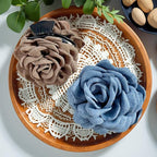 4pcs Handmade Fabric Rose Flower Hair Claw Clip for Women Girls, 3.94" Large Boho Hawaiian Floral Hairpins Barrettes for Thick Thin Hair Styling Accessories (Yellow Brown)