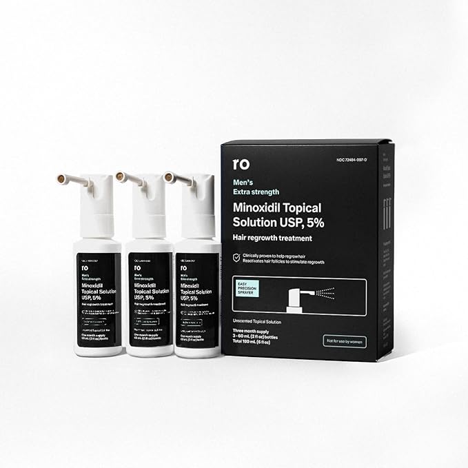 Roman Men's Topical Hair Regrowth Treatment Spray | 5% Minoxidil Solution, Clinically Proven for Thinning Hair, Easy to Use, Unscented | 3-Month Supply