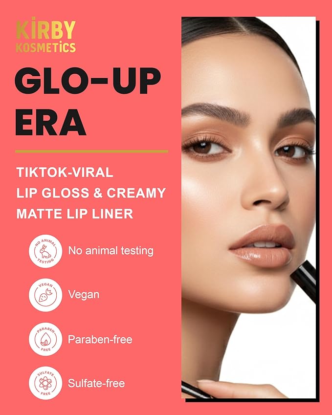 Lip Kit Duo – Glo-up Era - TikTok-Viral Precision Liner & Glossy Liquid Lipstick, Clean 2-Step Set with Hydrating Long-Wear Color – Bold Inclusive Beauty for Everyday Konfidence