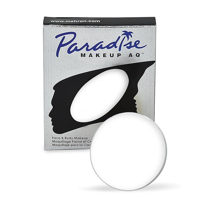 Mehron Makeup Paradise Makeup AQ Refill Size | Stage & Screen, Face & Body Painting, Beauty, Cosplay, and Halloween | Water Activated Face Paint, Body Paint .25 oz (7 ml) (White)