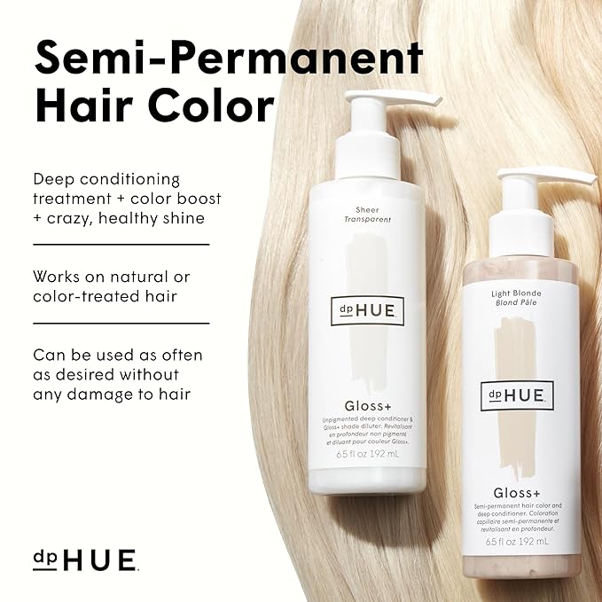 dpHUE Gloss+, Light Blonde - 6.5 oz (8-12 Applications) - Semi-Permanent Hair Color & Conditioner - Lasts Up to Eight Washes - Paraben, SLS & SLES Sulfate Free - Vegan, Leaping Bunny Certified