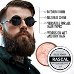 Original Rascal Deluxe Pomade #5 - Hair Paste High Shine w/Strong Hold & Wet Look - Men's Styling Care Solution for All Hair Type - Natural Made with Ceteareth-25 & Castor Oil for Hair Growth Health