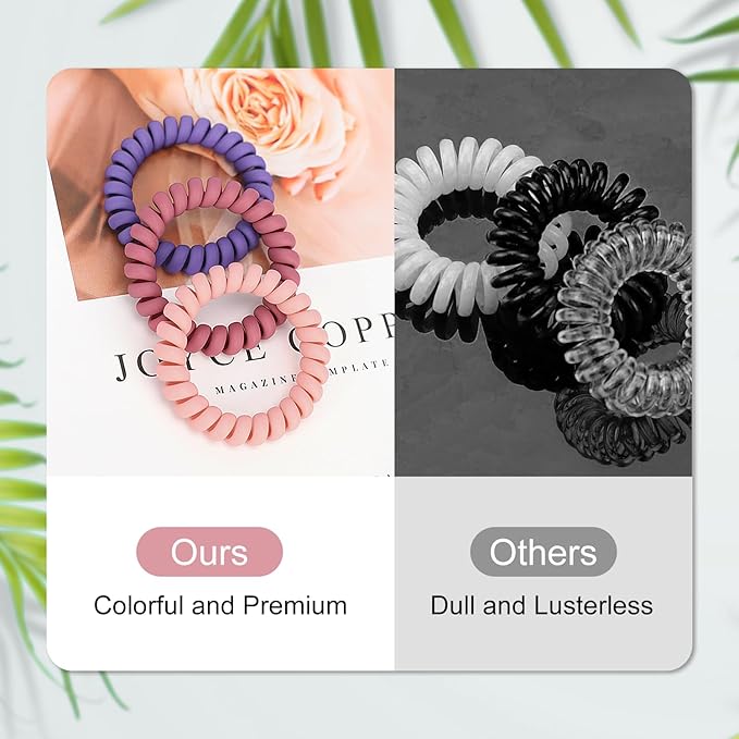 JessLab Spiral Hair Ties for Women, 10-Pack Traceless No-Damage Ponytail Holders, Coils Hair Bands for Girls, Assorted Colors