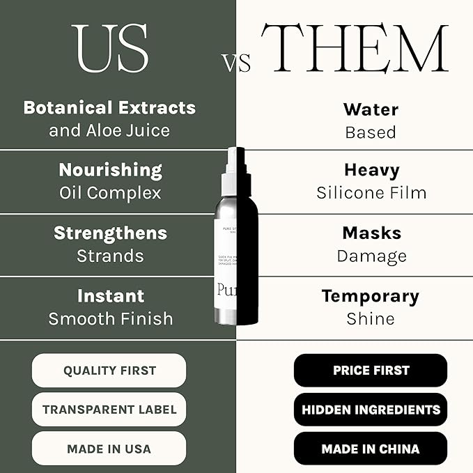Purist Pure Split End Mist Spray | Seals & Smoothens Fragile Ends for Silky Shine & Lasting Softness | Lightweight Leave-In Split Ends Hair Treatment Spray for Hair | Made in USA, 4oz Bottle