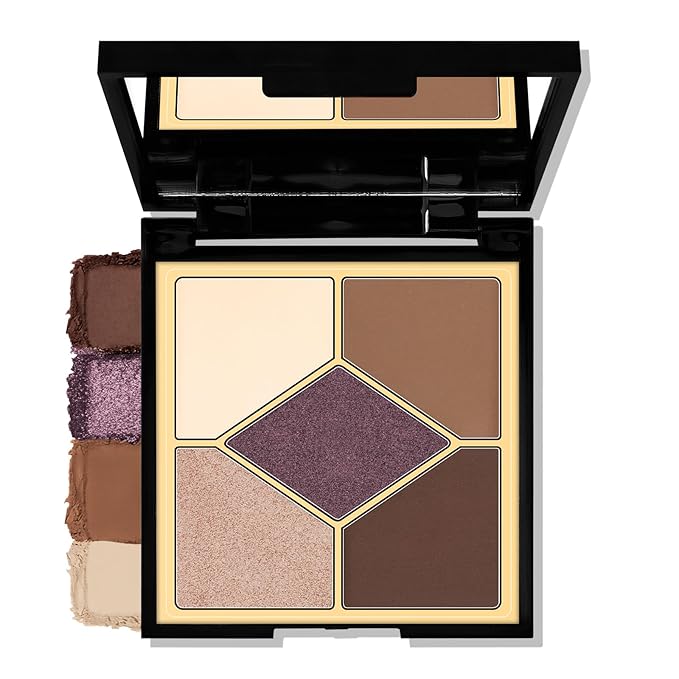 Boobeen 5-Color Eyeshadow Palette, Brown Neutral Tones with Matte Shimmer Glitter Finishes, Long-Lasting Everyday Makeup Palette，Blendable & Pigmented,Travel-Friendly