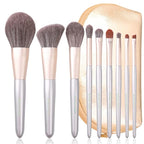 Natural Hair Makeup Brushes Set Professional, Grey Squirrel Hair Makeup Brush Set with Case, Unique Cosmetic Brushes Makeup Set, Natural Makeup Brushes, Natural Bristle Makeup Brushes -Silver