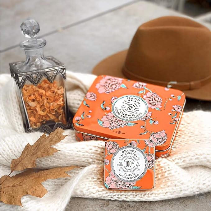 La Chatelaine Hand Cream Trio Tin, Gifts for Mom, Natural Hand Lotion Gift Set, Made in France 20% Organic Shea Butter (Gardenia, Cinnamon Orange, Passion Fruit or Orange, Oud Rose) 3 x 1 fl. oz