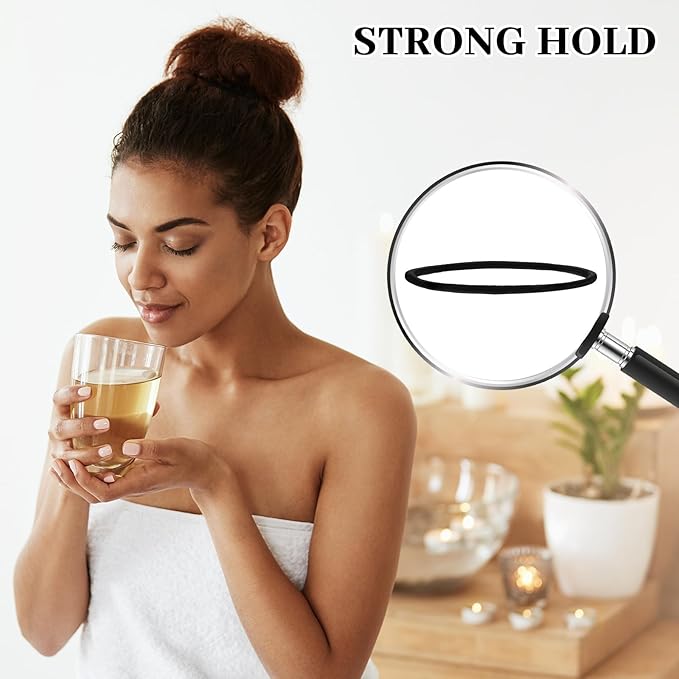 Dingion 80 Count Extra Long Hair Tie for Thick and Curly Hair Elastic Ponytail Holders for Women No Metal Bands Accessories(Multi Color)