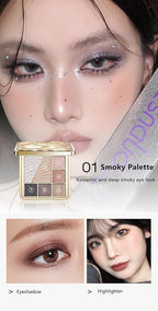 All-in-One Eyeshadow Palette, 7 Colors Eye Shadow Palette, Glitter, Matte, Shimmer Eyeshadows, Blush, Highlighter Contour Makeup Palettes, Highly Pigmented Waterproof Long Lasting. (Color 1)