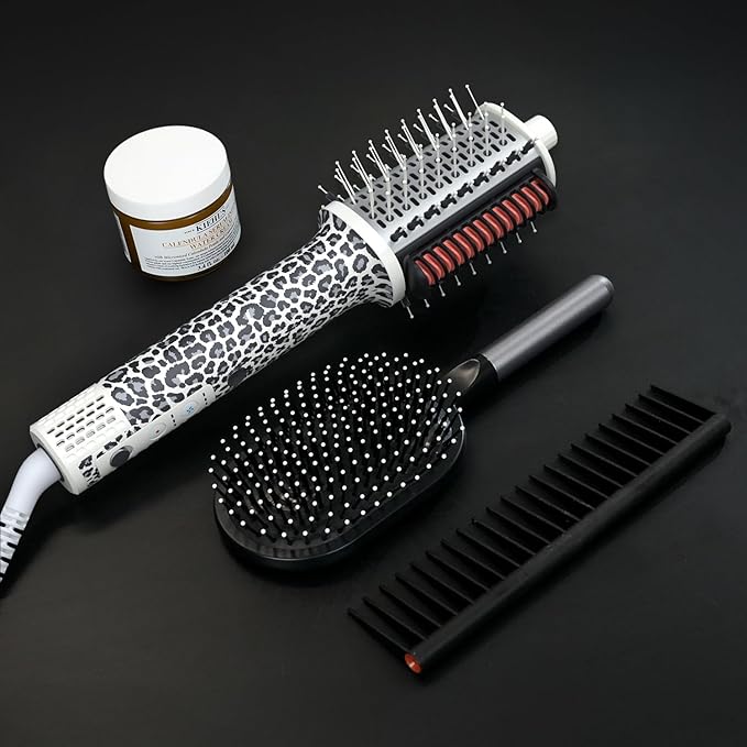 Ellena E1 Blow Dryer + Straighten Hair Brush Dual Mode, Hot Air Brush with 110000RPM High Speed Brushless Motor/Oval Air Barrel/3D Teeth Heated Comb/Handheld Cored, Styler Tool for All Hair Types