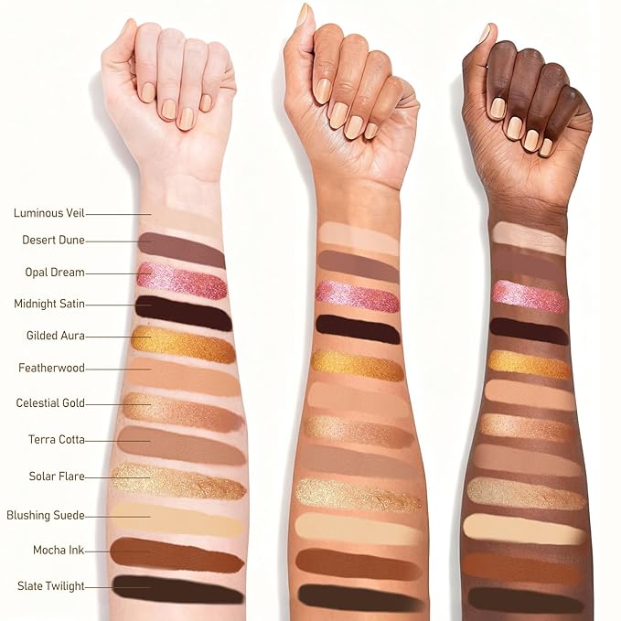 Highly Pigmented Chameleon Eyeshadow Palette, 12 Colors Sparkle Creamy Duo Chrome Multidimensional Eye Shadow Pallet, Long-Wearing Formula,easily blendable,Vegan & Cruelty Free (#01)