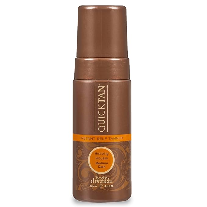 Body Drench QuickTan Self Tanner Mousse – Medium Dark Tan, Sunless Tanning Foam for Body, Natural-Looking Glow, 4.2 oz