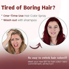 VOLLUCK Temporary Hair Color Spray, Instant Washable Hair Dye for All Hair Types, Vibrant Color for Party, Halloween, Cosplay, and Daily Use (Red)