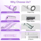 2025 New Bikini Trimmer for Women, 2 in 1 Dual Head Body Bikini Shaver, Ultra Low Silent, Painless & Cordless Hair Removal for Body , IPX7 Waterproof & Easy Cleaning for Shower & Travel (Purple)