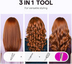 Wavytalk Airflow Styler Curling Iron, Cool Curl, 360° Cool Air Lock in Style for Lasting Curls, Reduces Damage, 2 in 1Hair Straightener and Curler, 1.25 Inch, Anti-Scald for Short Long Hair, Pink