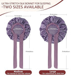 HiRui Silk Satin Bonnet for Sleeping Women, Double-Layer Sleep Cap Shower Cap with Adjustable Tie, Moisture Retaining Satin Lined Hair Bonnet for Curly and Natural Hair (Lavender, Large)