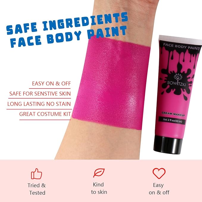 Bowitzki Face and Body Paint 2oz Cream Makeup 60ml Water Based Face Painting Special Effects For Adults Halloween Christmas Party Stage Cosplay (Rose)