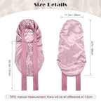 AWAYTR Long Satin Bonnet for Braids - Elastic Silk Hair Bonnets for Sleeping Night Cap Stretchy Tie Band for Women（Rose Gold）
