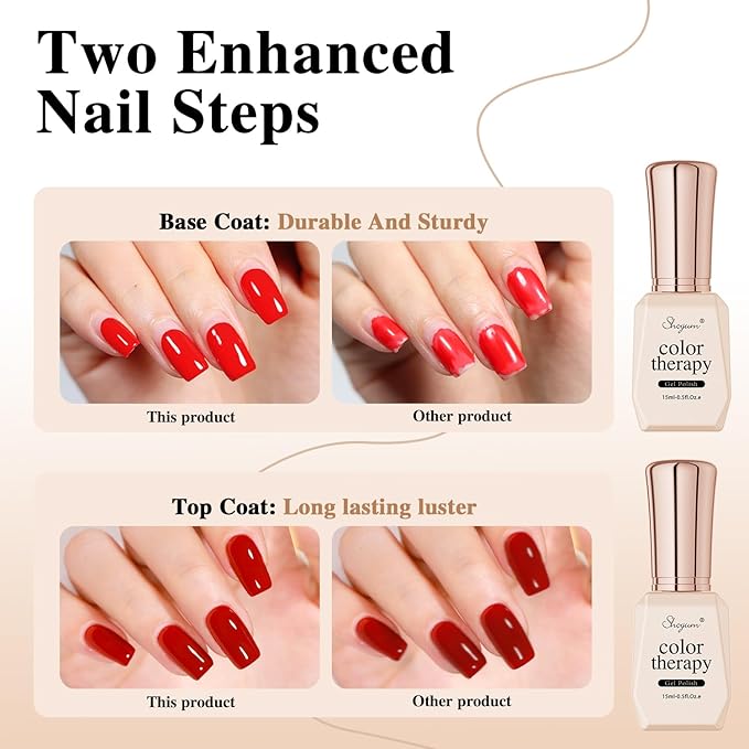 2 Pcs 15ml No Wipe Gel Top Coat and Base Coat Set - Shine Finish and Long Lasting, Soak Off LED Nail Lamp Gel Base Top Coat Finish Nail Art Design Manicure Gifts for Women