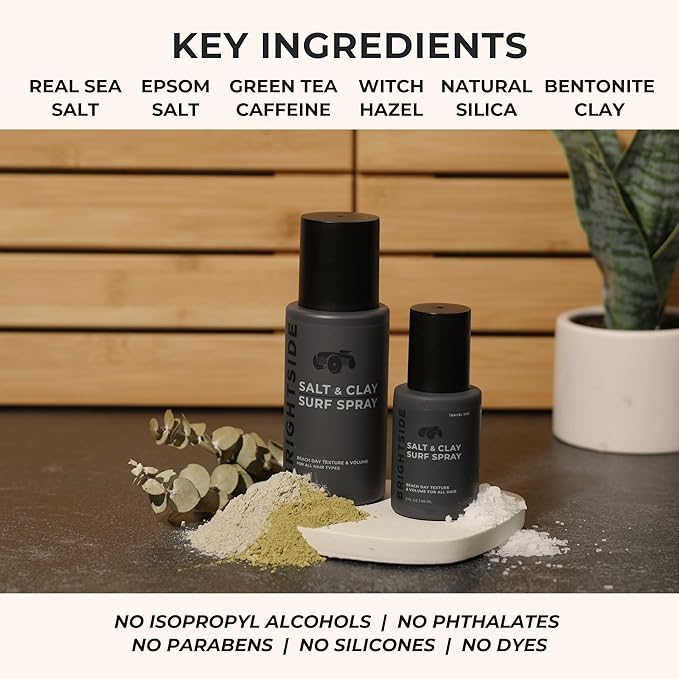 Clay and Sea Salt Spray for Men – Hair Spray with Natural Salt & Clay – Texturizing Sprays for Volume and Beach Style Hair - Lightweight Hold For All Hair Types – Travel Size 3oz