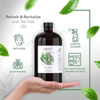 HBNO Tea Tree Oil - Huge 32 oz (950ml) Large Size - Ideal for Diffusers, Cleaning Agents, Deodorizers, and Flavoring Agents (Glass Bottle).