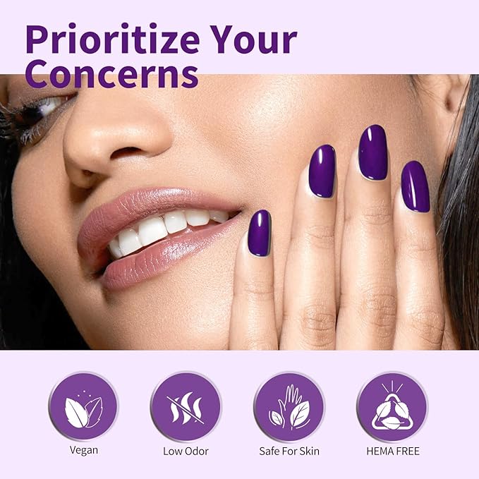 CANNI 6 Colors 9 ML Hema-Free Dark Purple Blue Gel Nail Polish Set, Blue Dark Purple Gel Polish Kit, Soak Off LED Nail Gel Manicure Kit DIY at Home Salon Gifts