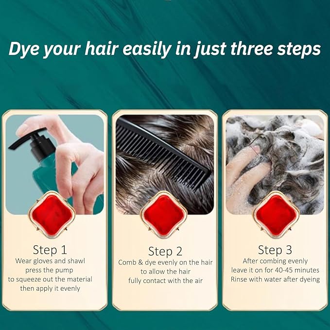 Mild Formula Long Lasting Hair Dye Set,Plant Extracts Hair Color Dye Cream,Plant Single Dose Dye,Nourishing Natural Shampoo, for Gray Coverage (Light Black)