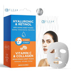 Clear Beauty Hyaluronic & Retinol + Vitamin C Collagen Face Mask Duo – Hydrating, Firming & Revitalizing For Dull Or Aging Skin – Dermatologist Tested, Korean Skin Care, Clean Beauty – 10 Sheets
