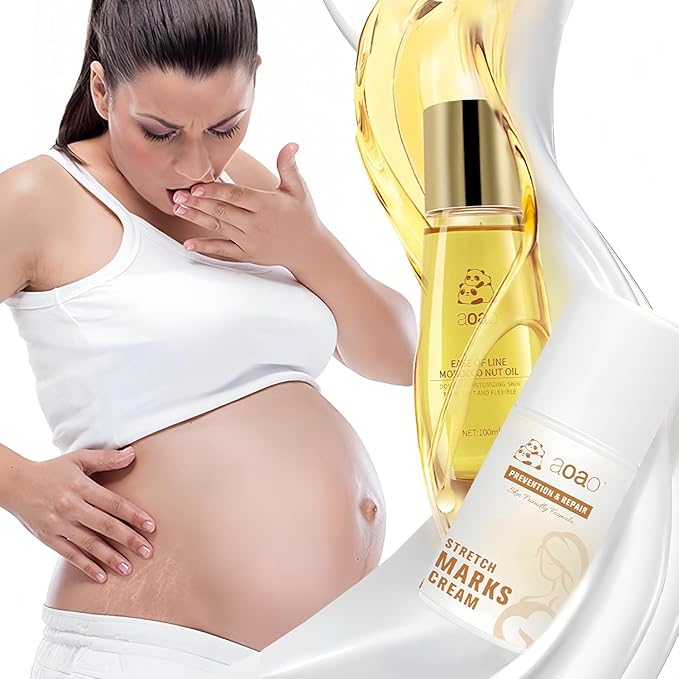 AOAO Stretch Mark Oil for Pregnancy and Body Oil for Pregnant Women, Morocco Nut Oil Help for Scars and Stretch Marks Removal and Prevention, Repair, Firming & Smoothing Fine Lines - 100ml/1pack