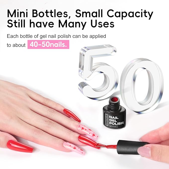 COSCELIA 40pcs Gel Nail Polish Set, 35 Colors Gel Polish with 5 Top Base Coat Red Nude Pink Glitter All Seasons Colors Nail Art Manicure Kit Salon DIY at Home Gifts for Women