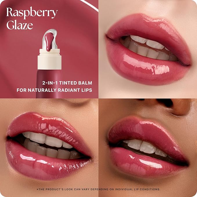 Nature Republic Honey Melting Lip Butter Balm – Moisturizing Tinted Plumping Lip Balm with Peptides, for Sheer & Glossy, Fuller-Looking Lips, Stocking Stuffers (RASPBERRY GLAZE)