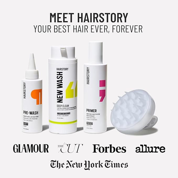 Hairstory New Wash Deep Clean Refill, Clarifying Cleansing Cream for Oily & Fine Hair, Detergent Free Shampoo & Conditioner Alternative, 20oz