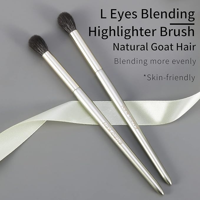 Natural Goat Hair Eye Shadow Brush, ENZO KEN Blending Eyeshadow Brush, Eye Shadow Blending Brush, Eye Blending Brush, Small Nose Contour Brush, Smudge Eye Brushes, Eyeshadow Blending Brush. Gold,E204L