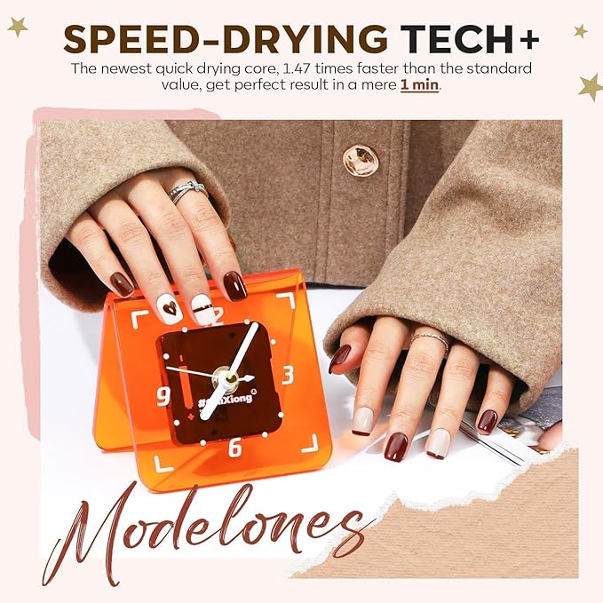 modelones Nail Polish Set 12 Colors Nude Brown Fall Nail Polish Set Champagne Gold Glitter Nail Polish Neutral Nude Pink Shimmer Fall Winter Brown Nail Gifts for Women Girl DIY Salon Home Manicure