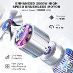 slopehill Professional Ionic Hair Dryer with Diffuser - Lightweight, Compact, Powerful & Fast Salon Blow Dryer with High Speed Brushless Motor for Travel, Women & Men (Ceramic, Black)